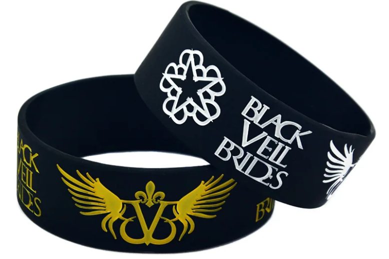 Black veil brides with angel wings silicone wristband (2)