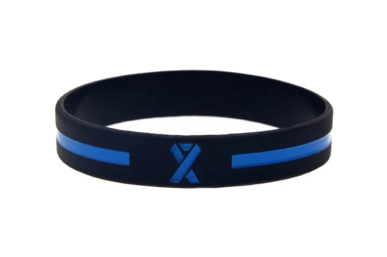 Cancer ribbon with line adults silicone wristband (5)