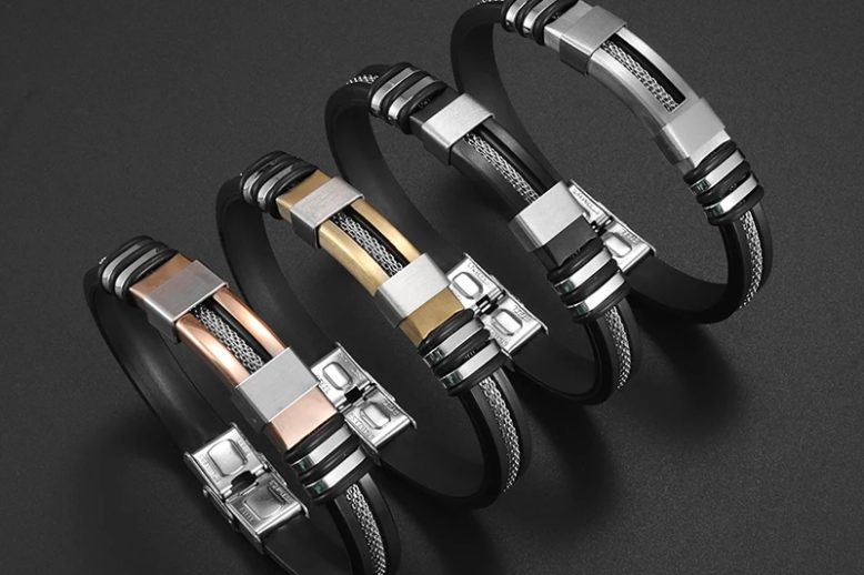 Casual bracelet men wrist band black silicone wristband (1)