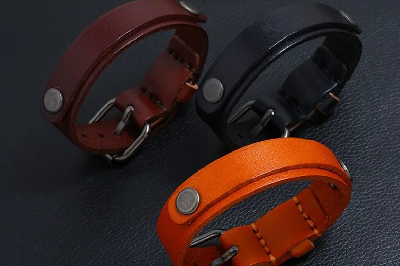 Fashion double layer genuine leather wrap wristband (4)
