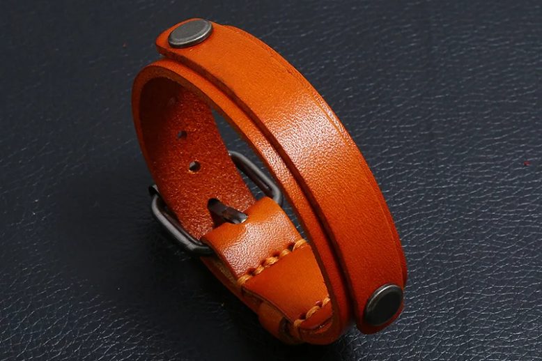 Fashion double layer genuine leather wrap wristband (5)