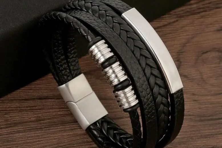 Fashion new style man jewelry wholesale leather wristband (1)