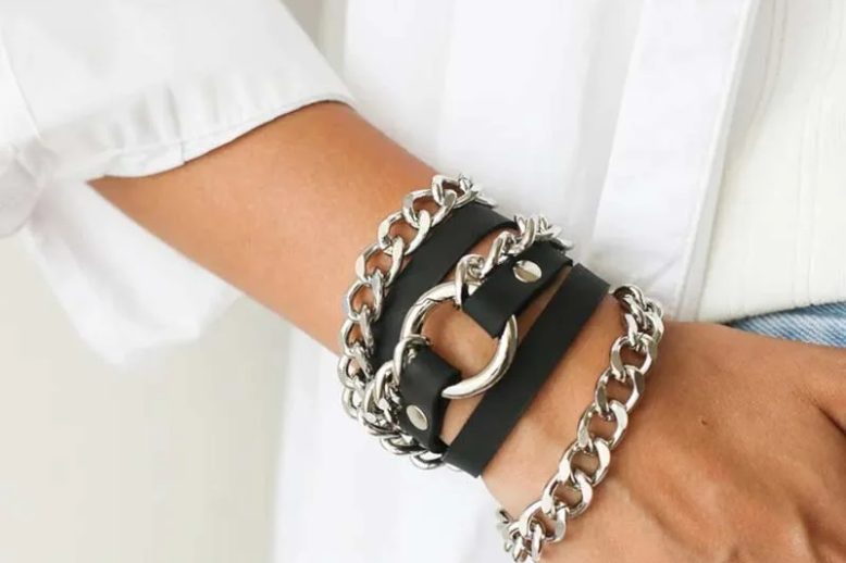Fashion real black leather bracelets wristband for women (1)