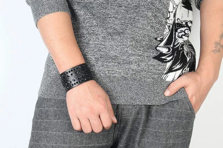 Kirykle punk leather wristbands for men bracelets (4)