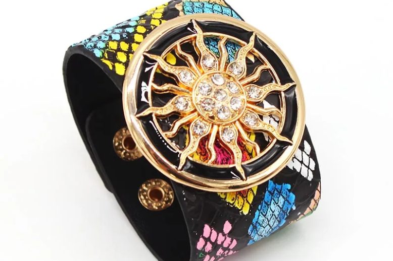 New fashion bracelets circle buckle leather wristband (2)