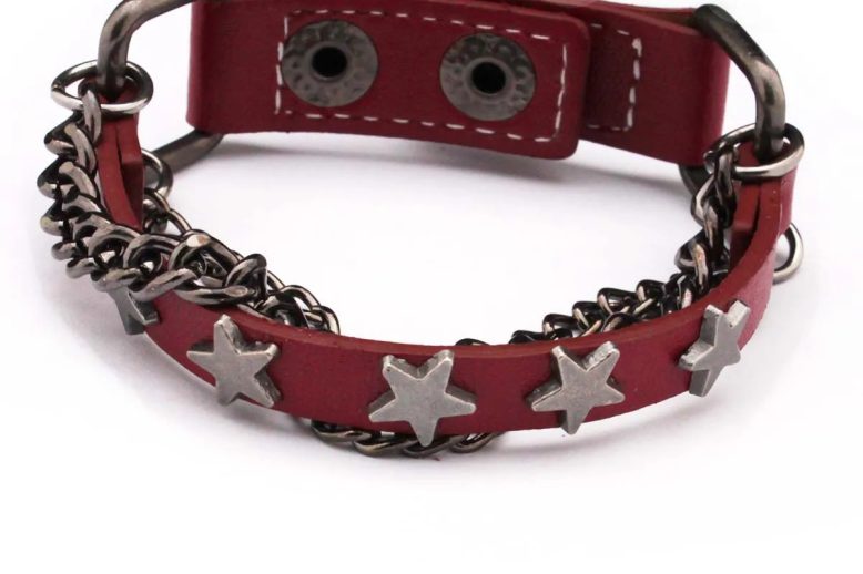 New hot accessory five pointed star chain leather wristband (6)
