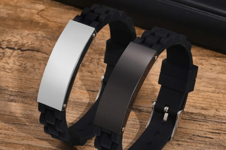 Personalized gifts jewelry black silicone bands wristband (1)