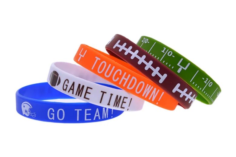 Printed logo sports bracelet rugby silicone wristband (1)