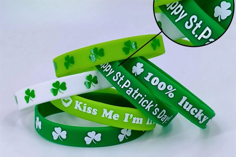 Shamrock bangle bracelets green rubber silicone wristband (4)