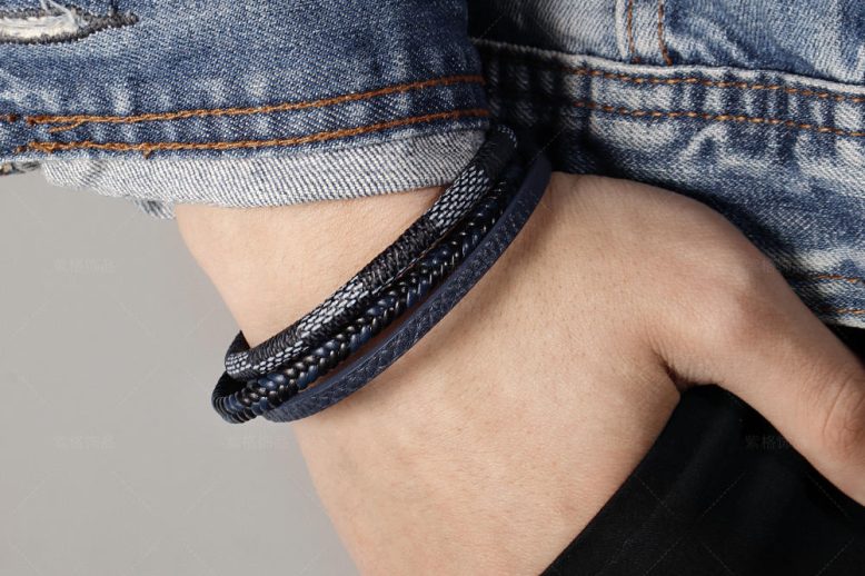 Fashion colorful handmade braided leather wristband (1)