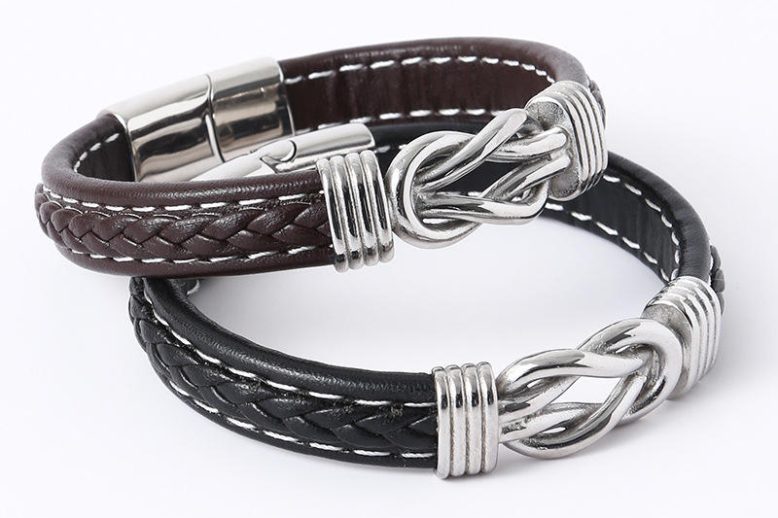 Men new arrival vintage leather bracelets punk wristband (1)