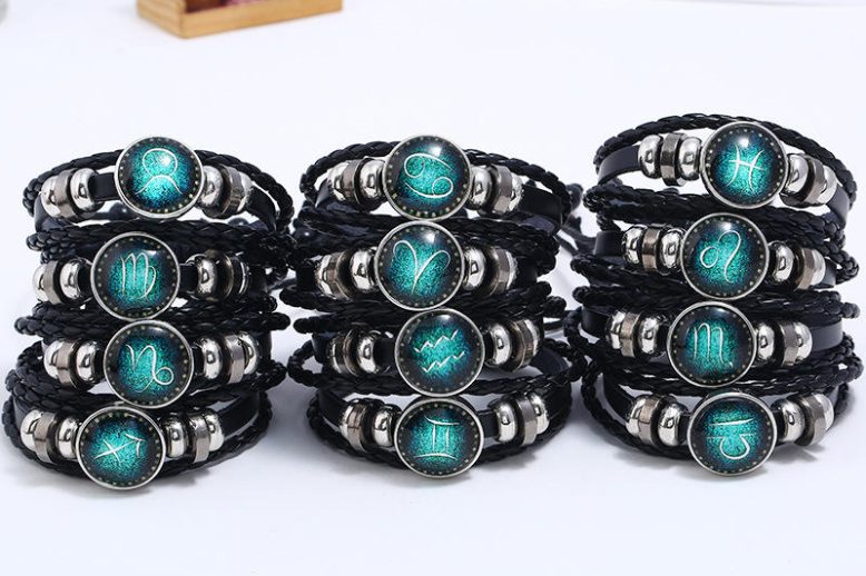 New arrival punk black multilayer leather wristband (4)