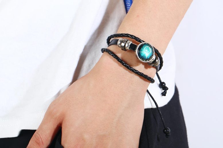 New arrival punk black multilayer leather wristband (5)