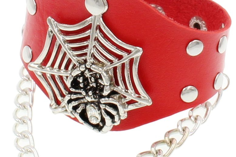 Punk hip hop jewelry handmade leather spider wristband (6)